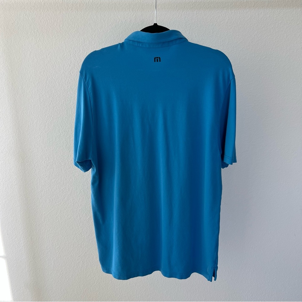 Travis Mathew | Aqua and Black Striped Golf Polo - Picture 2 of 3